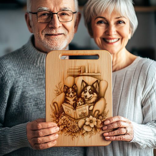 Charcuterie Board Engraving File, Family Dog Book Design,