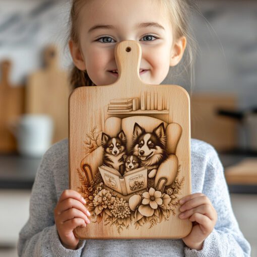 Charcuterie Board Engraving File, Family Dog Book Design,