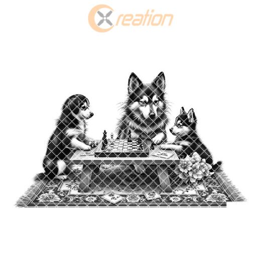Charcuterie Board Engraving File, Family Dog Chess Design,