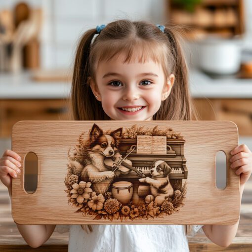 Charcuterie Board Engraving File, Family Dog Piano Violin,