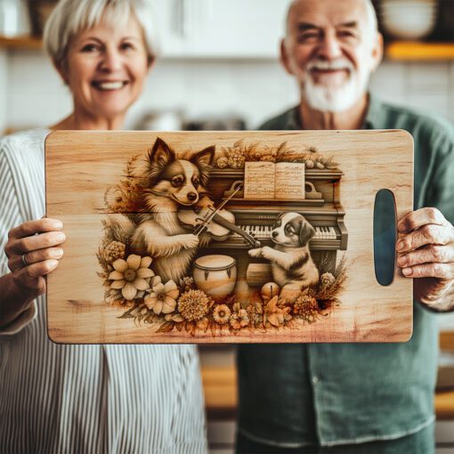 Charcuterie Board Engraving File, Family Dog Piano Violin,