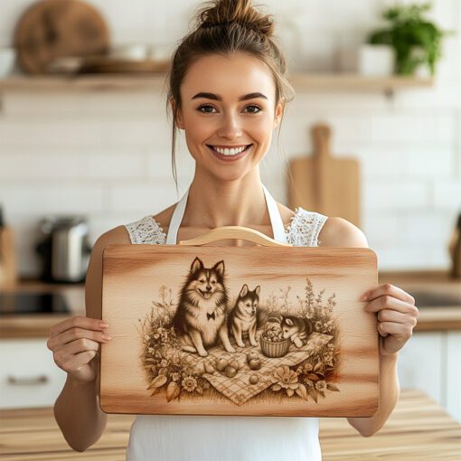 File per incisione tagliere di salumi, Arte picnic cane da famiglia, Idea regalo decorazione cucina - immagine 2