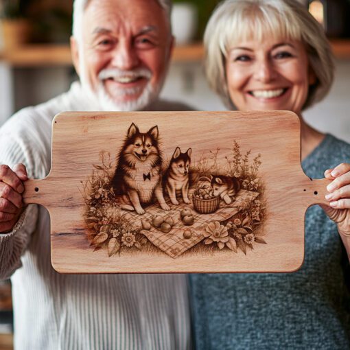 File per incisione tagliere di salumi, Arte picnic cane da famiglia, Idea regalo decorazione cucina - immagine 4