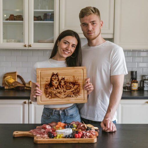 File per incisione tagliere di salumi, Arte picnic cane da famiglia, Idea regalo decorazione cucina - immagine 5