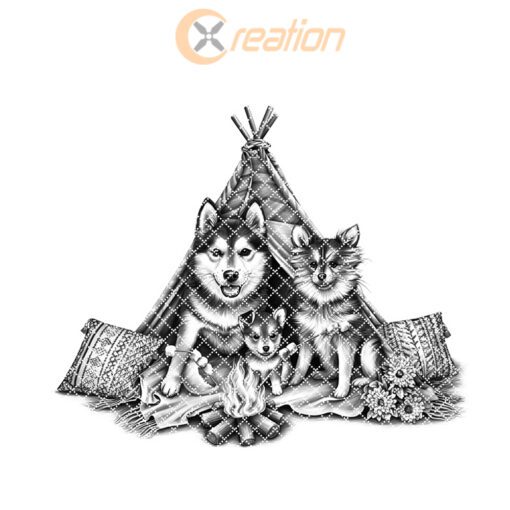 Charcuterie Board Engraving File, Family Dog Teepee Design,