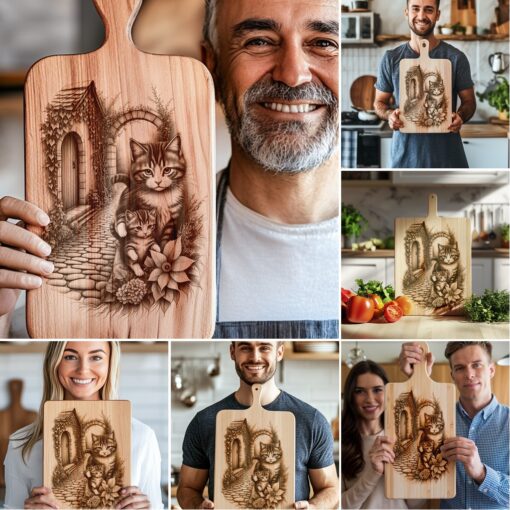 Charcuterie Board Laser Engraving Bundle, Cat Family Kitchen