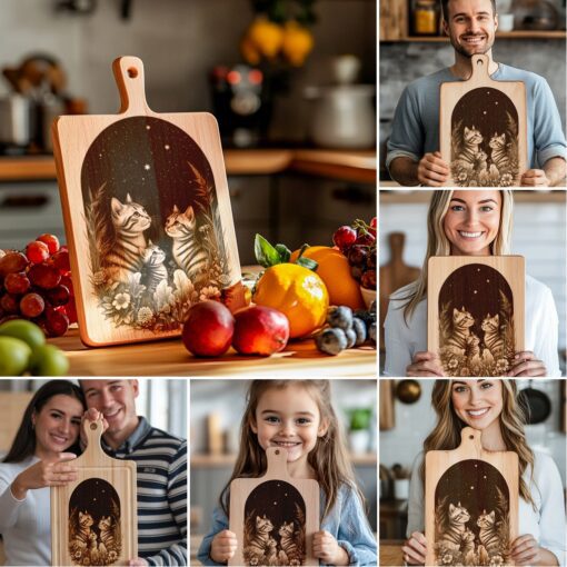Charcuterie Board Laser Engraving Bundle, Cat Family Kitchen