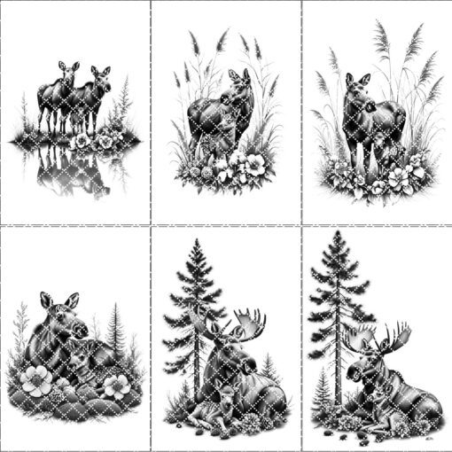 Charcuterie-Brett Lasergravur Bundle, Elchfamilie Rustikale Küchendekoration, Wildkunst – Bild 7