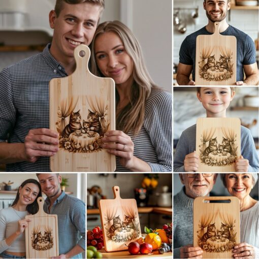 Charcuterie Board Laser Engraving Designs, Cat Family Kitchen
