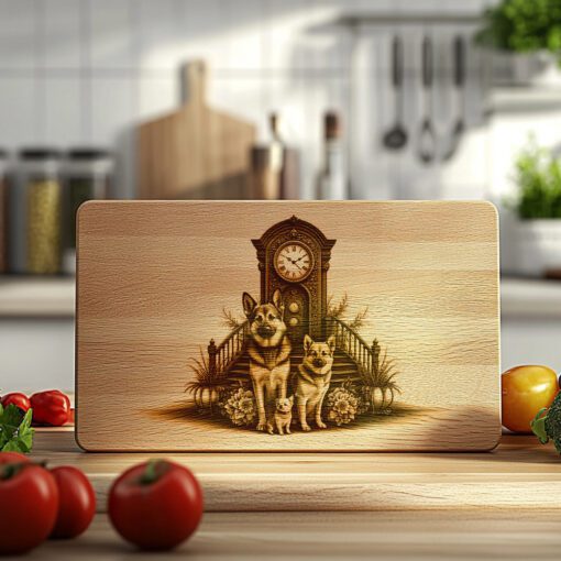 Archivo de Grabado Láser para Tabla de Charcutería, Diseño de Reloj de Perro, Decoración de Cocina, Flores - Imagen 5