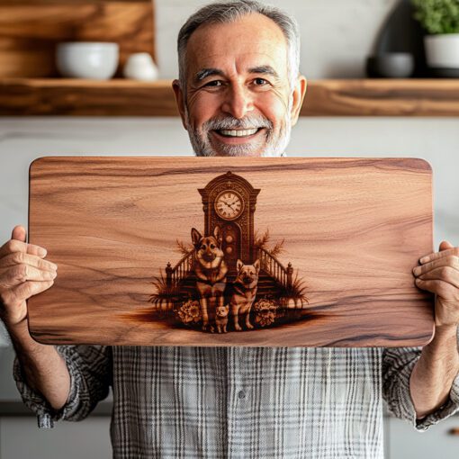 Charcuterie Board Laser Engraving File, Dog Clock Design,