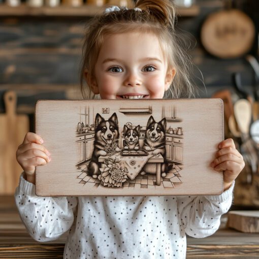Charcuterie Board Laser Engraving File, Dog Family Kitchen