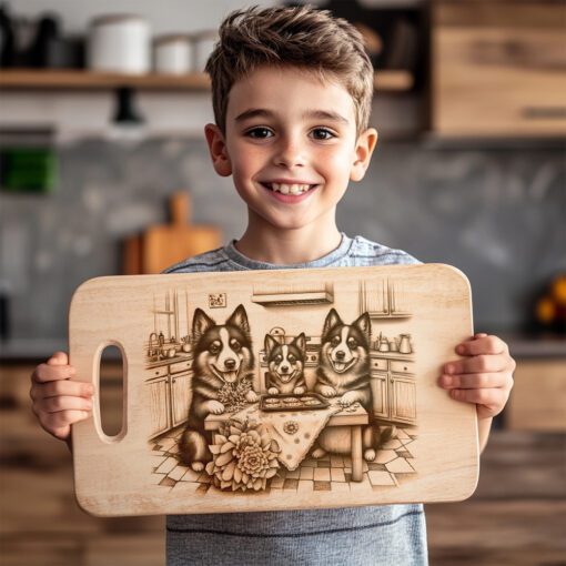 Charcuterie Board Laser Engraving File, Dog Family Kitchen