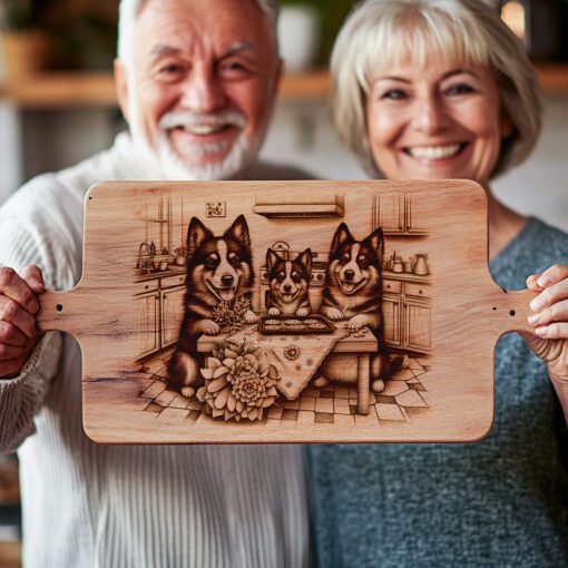 Charcuterie Board Laser Engraving File, Dog Family Kitchen