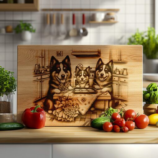 Charcuterie Board Laser Engraving File, Dog Family Kitchen