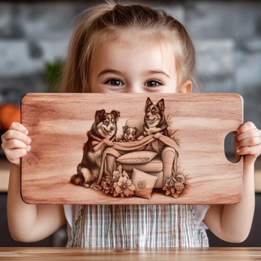Charcuterie Board Laser Engraving File, Family Dog Couch