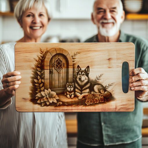 Charcuterie Board Laser Engraving File, Family Dog Doorway