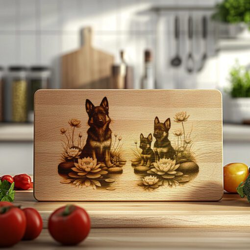 Charcuterie Board Laser Engraving File, German Shepherds Playing,
