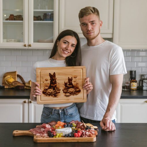 Charcuterie Board Laser Engraving File, German Shepherds Playing,