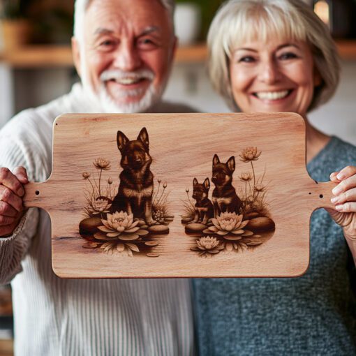 Charcuterie Board Laser Engraving File, German Shepherds Playing,