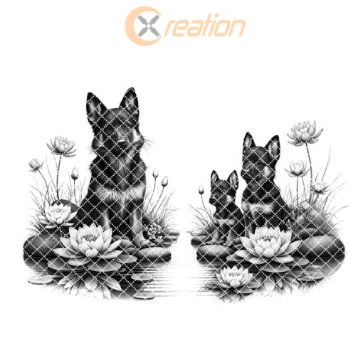 Charcuterie Board Laser Engraving File, German Shepherds Playing,