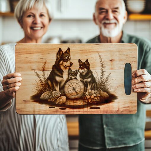 Charcuterie Board Laser Engraving File, Husky Family Compass,