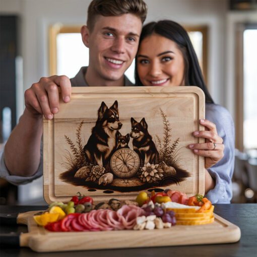 Charcuterie Board Laser Engraving File, Husky Family Compass,