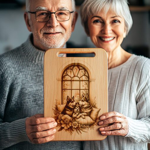 File per incisione laser per tagliere di salumi, cornice per finestra famiglia Husky, decorazioni rustiche per la cucina - immagine 5