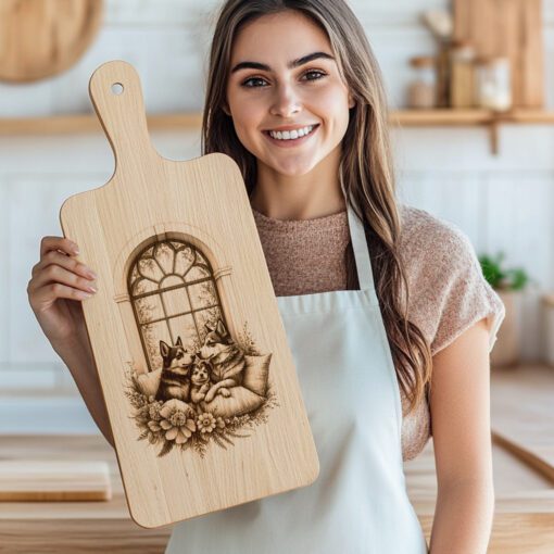 File per incisione laser per tagliere di salumi, cornice per finestra famiglia Husky, decorazioni rustiche per la cucina - immagine 6