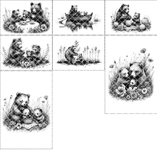 Charcuterie Board Laser Engraving Files, Bear Family Kitchen
