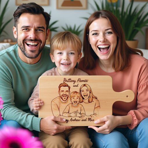Custom Family Hand Drawn Portrait from Photo, Laser