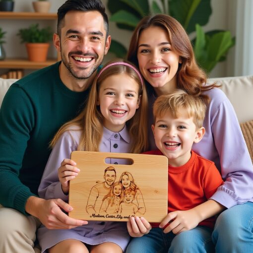 Custom Family Hand Drawn Portrait from Photo, Laser