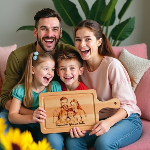 Custom Family Hand Drawn Portrait from Photo, Laser
