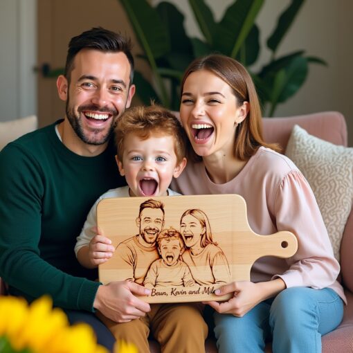 Custom Family Hand Drawn Portrait from Photo, Laser