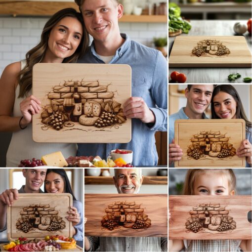 Laser Engraving Designs Bundle for Charcuterie Board, Retro