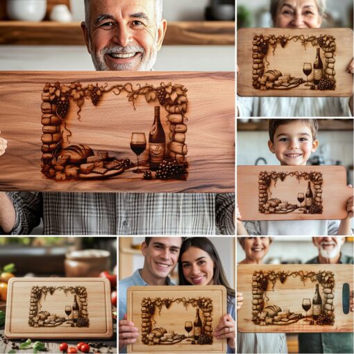 Laser Engraving Designs Bundle for Charcuterie Board, Retro