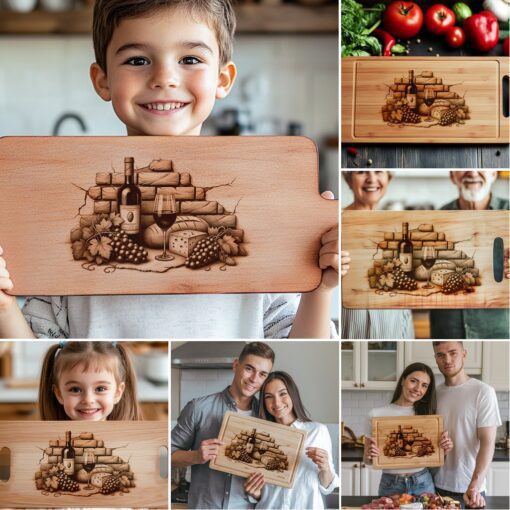Laser Engraving Designs Bundle for Charcuterie Boards, Retro