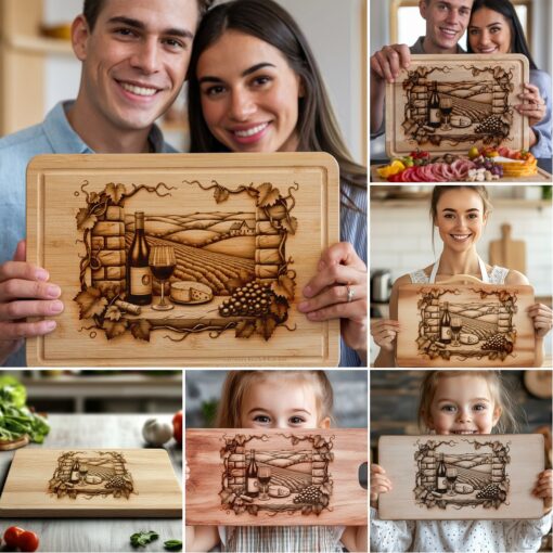 Laser Engraving Designs Bundle for Charcuterie Boards, Retro