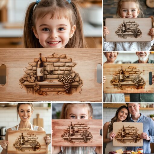 Laser Engraving Designs Bundle for Charcuterie Boards, Retro