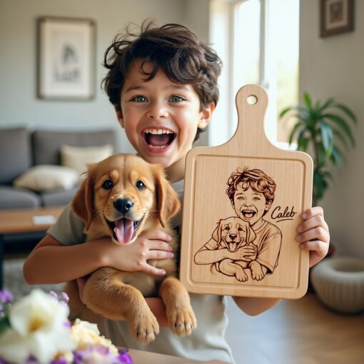 Personalized Pet Portrait Drawing from Your Photo, Laser