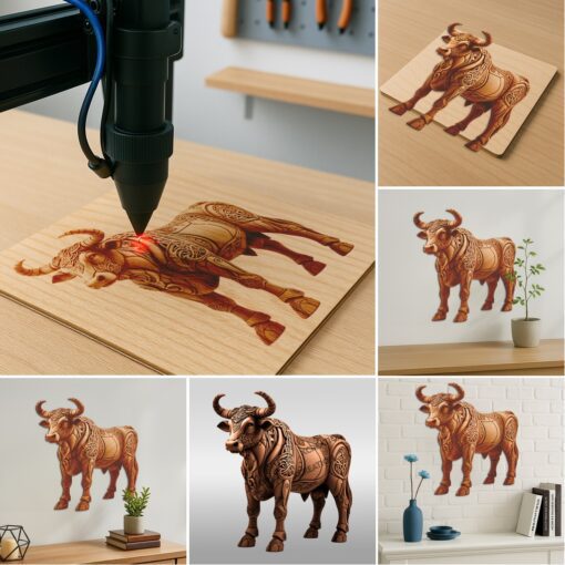 Wild Animal 3D Illusion Laser Engraving Bundle, Set