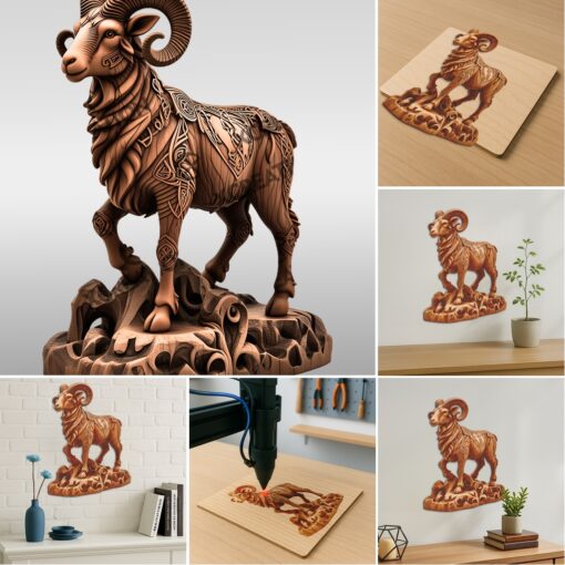 Wild Animal 3D Illusion Laser Engraving Bundle, Set