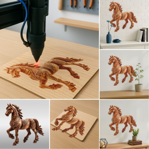 Wild Animal 3D Illusion Laser Engraving Bundle, Set