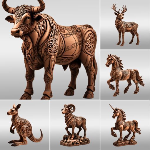 Wild Animal 3D Illusion Laser Engraving Bundle, Set