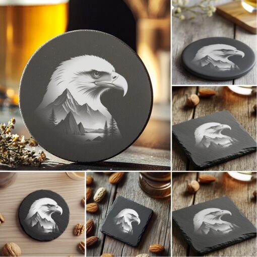 Wild Animal Double Exposure Slate Coaster Bundle, 6