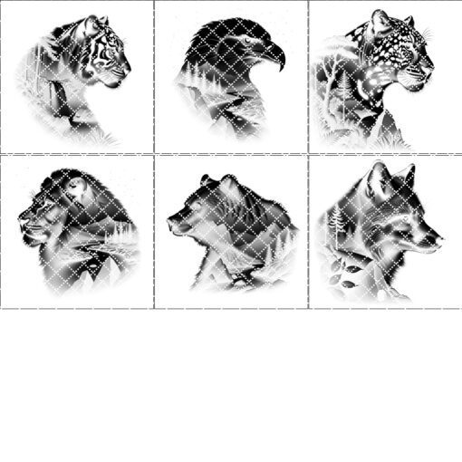 Wild Animal Double Exposure Slate Coaster Engraving Designs
