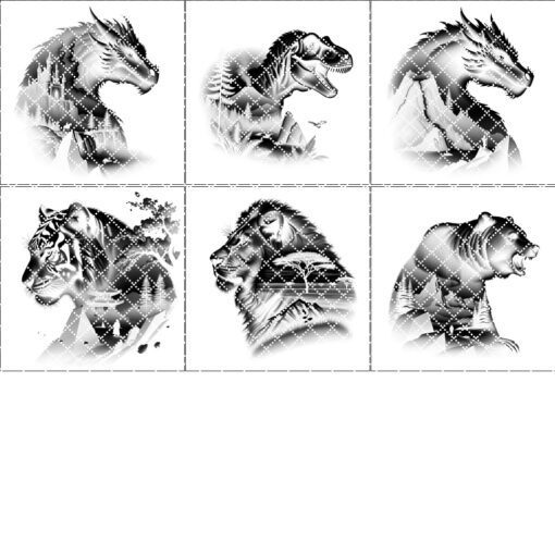 Wild Animal Double Exposure Slate Coaster Engraving Designs,