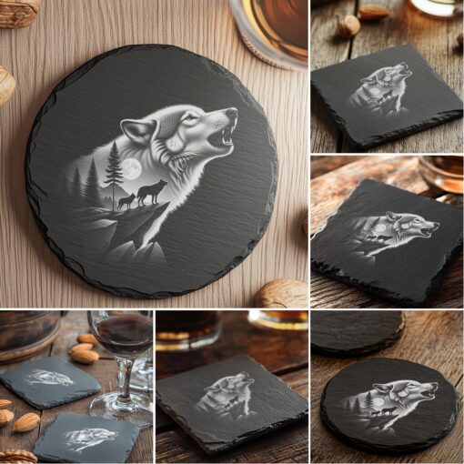 Wild Animals Double Exposure Laser Engraving Bundle, Slate