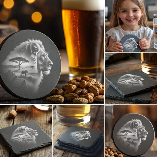Wild Animals Double Exposure Laser Engraving Bundle, Slate