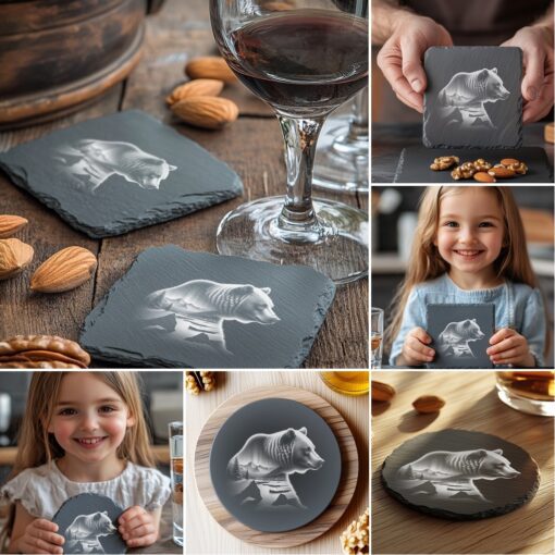 Wild Animals Double Exposure Laser Engraving Bundle, Slate